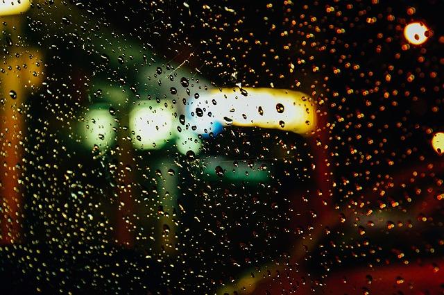 raindrops, windshield, car