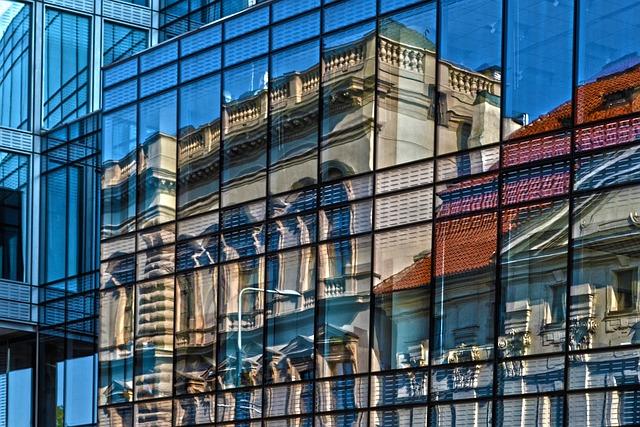 building, reflection, window